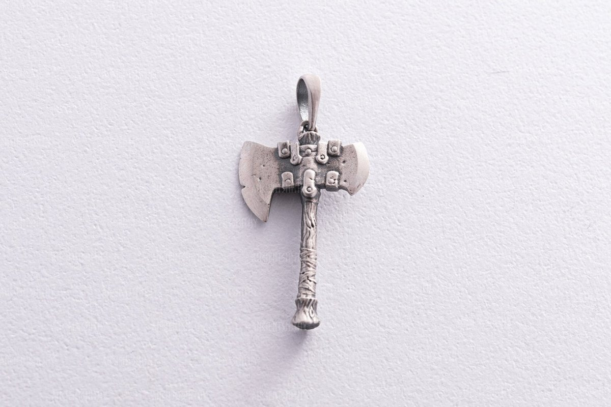Silver Viking Axe Amulet "Shesha" from AncientSmithy
