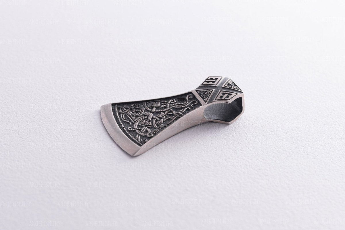 Silver Viking Axe Pendant "Sobek" from AncientSmithy