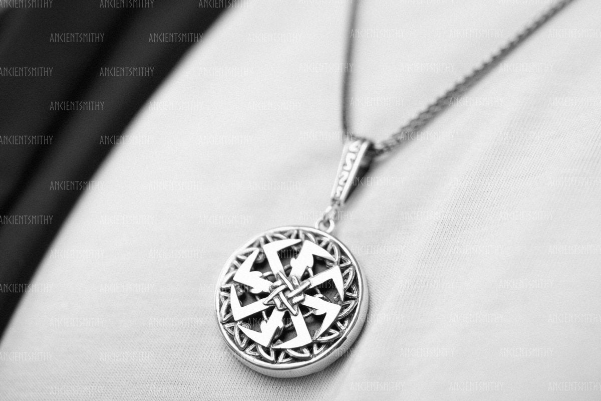 Slavic Sun Sterling Silver Pendant "Kolovrat" from AncientSmithy