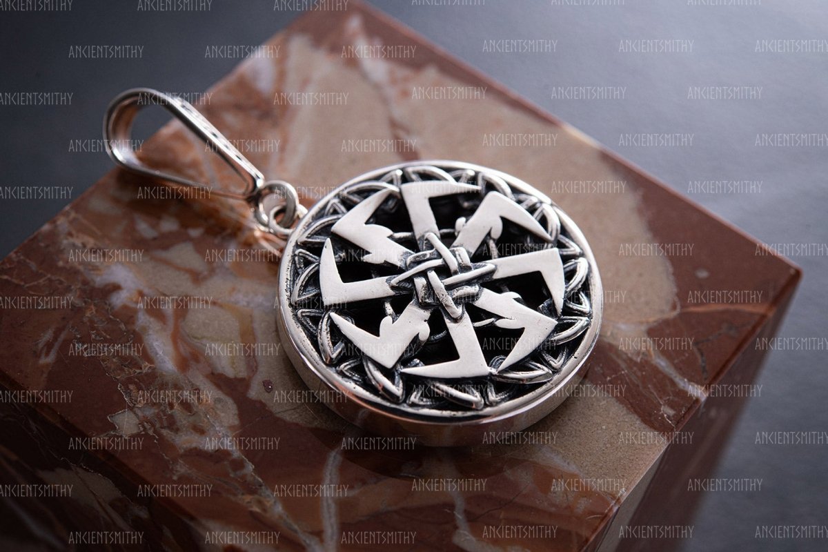 Slavic Sun Sterling Silver Pendant "Kolovrat" from AncientSmithy