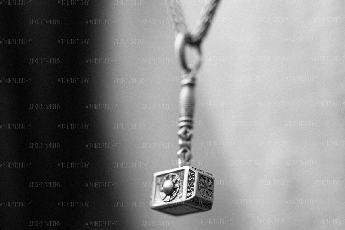 Sterling Silver Kolovrat Hammer Pendant "Svarog" from AncientSmithy