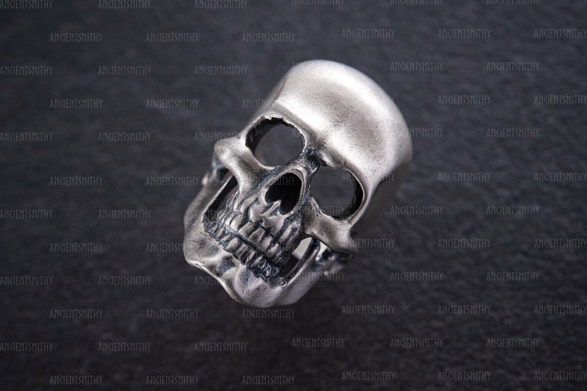 Sterling Silver Skull Ring "Santa Muerte" from AncientSmithy