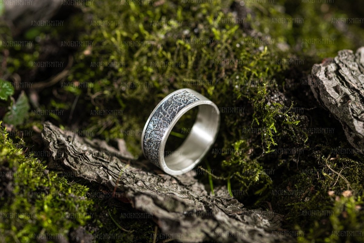 Sterling Silver Textured Ring "Thunaraz" from AncientSmithy