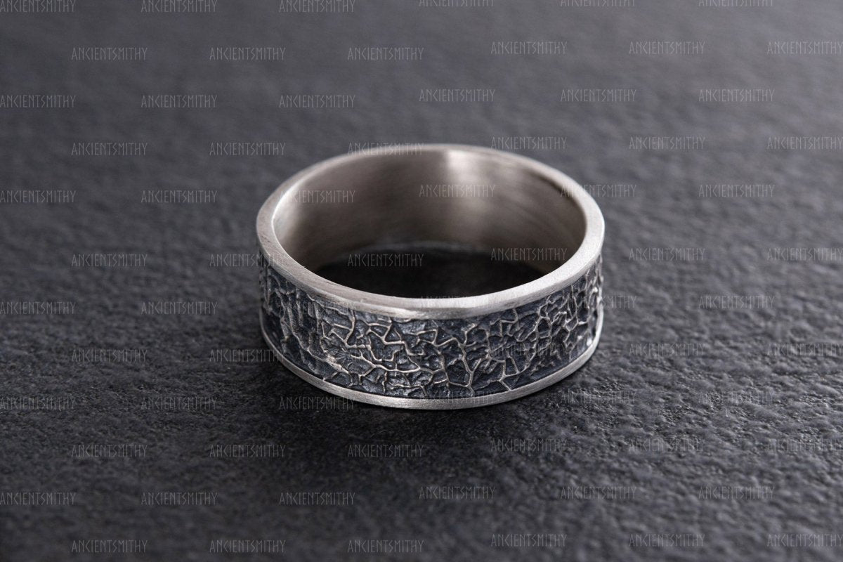 Sterling Silver Textured Ring "Thunaraz" from AncientSmithy