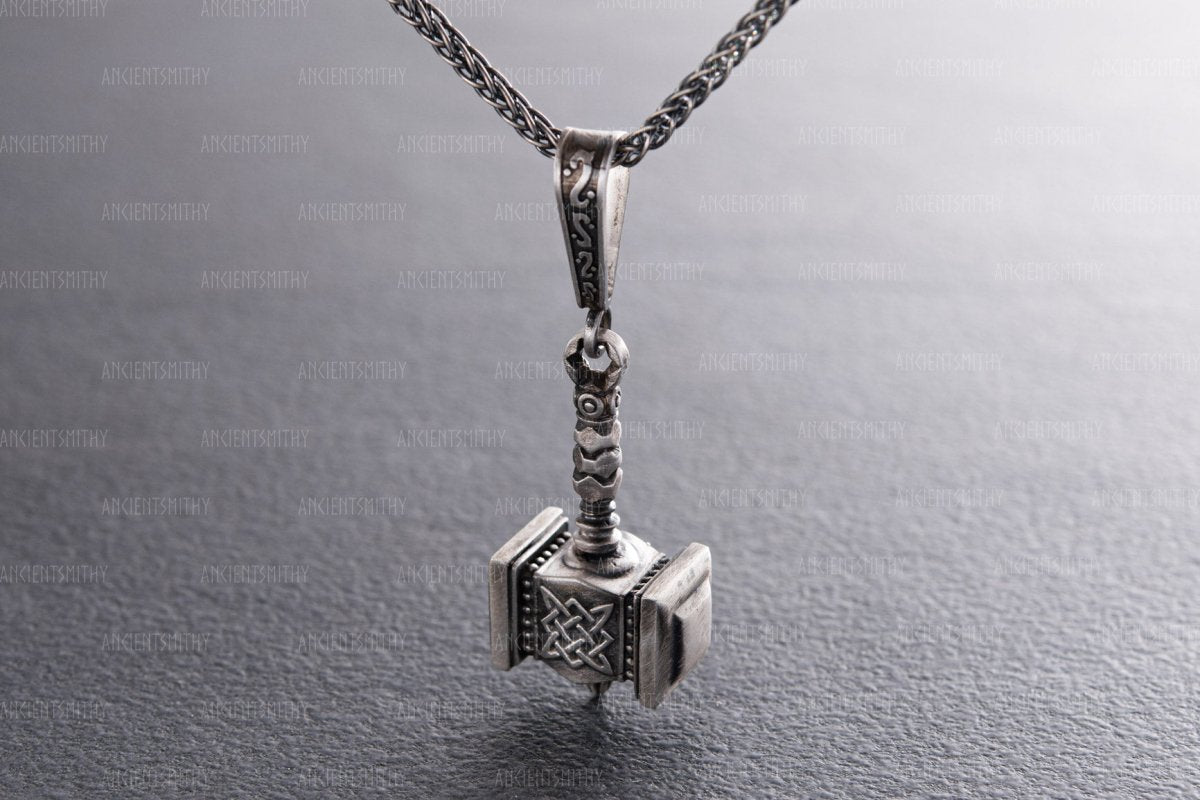 Sterling Silver Thor Hammer Pendant "Mordred" from AncientSmithy