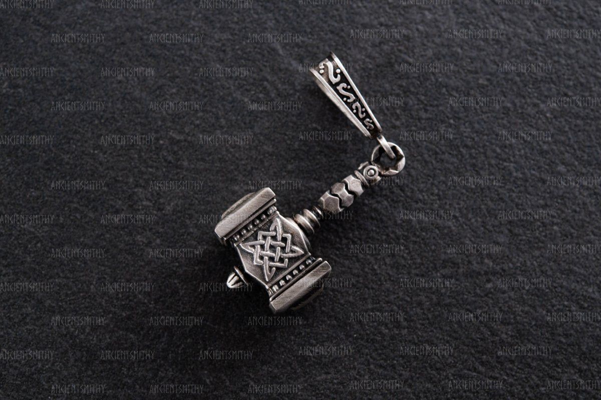 Sterling Silver Thor Hammer Pendant "Mordred" from AncientSmithy