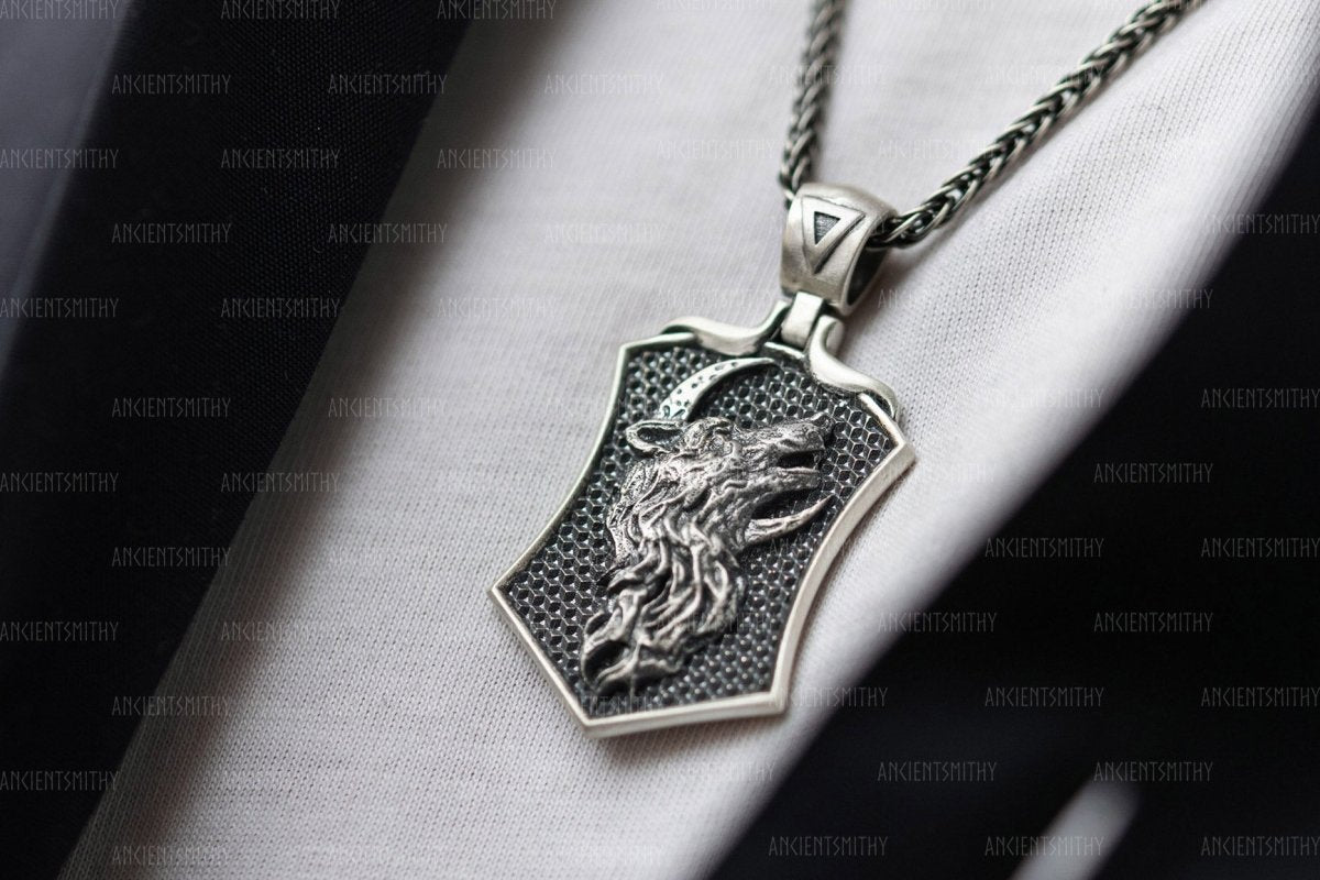 Sterling Silver "Wolf Howling at the Moon" Pendant from AncientSmithy