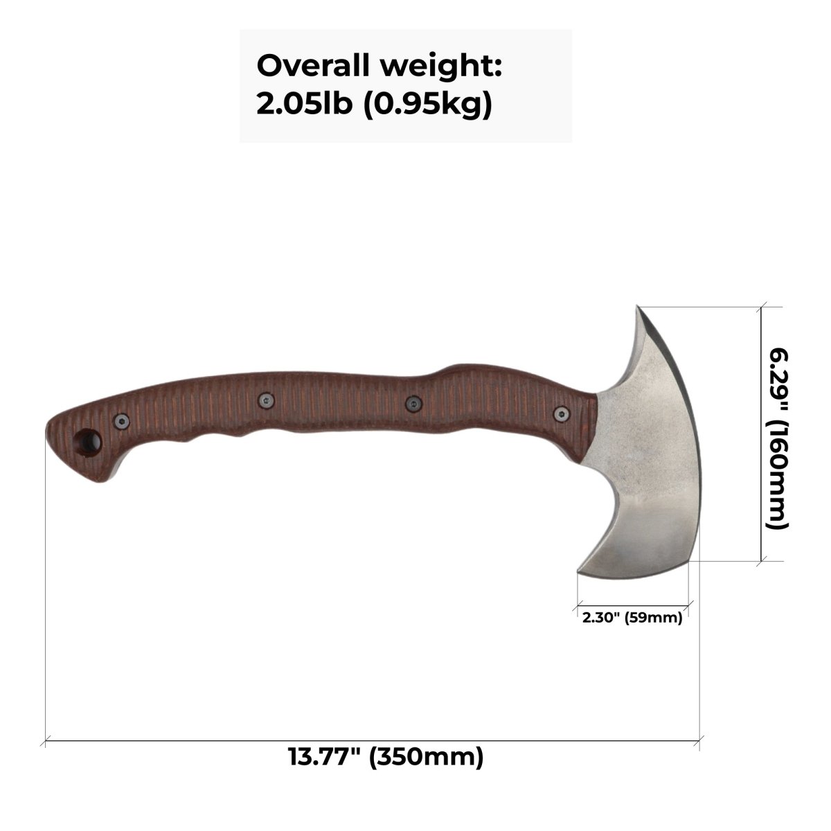 Tactical tomahawk with blade and spike 13.77" - Replaceble polymer composite handle from AncientSmithy