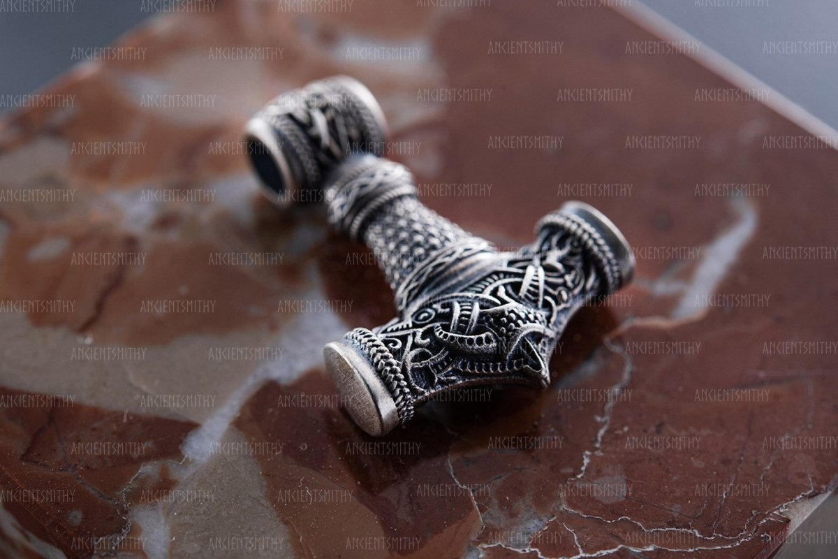 Thor Hammer Mjölnir Silver Pendant "Valfreyja" from AncientSmithy