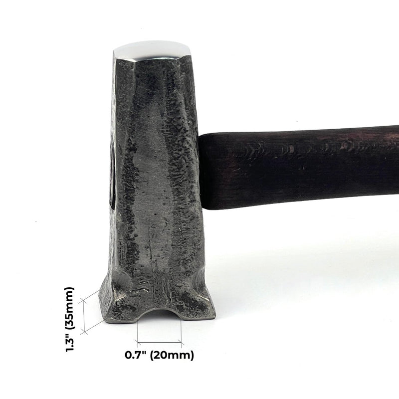 Top swage hammer with different work zones
