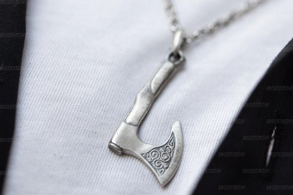 Viking Axe Silver Pendant "Apedemak" from AncientSmithy