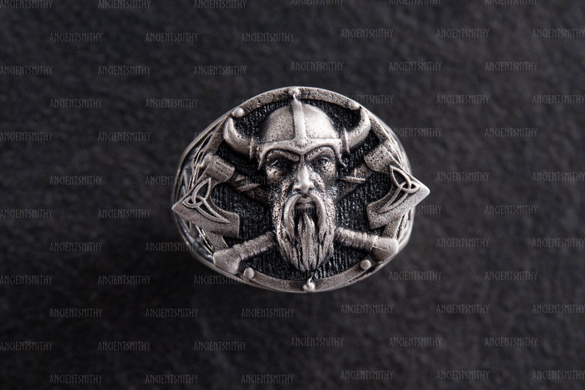 Viking God Odin Silver Men's Ring from AncientSmithy