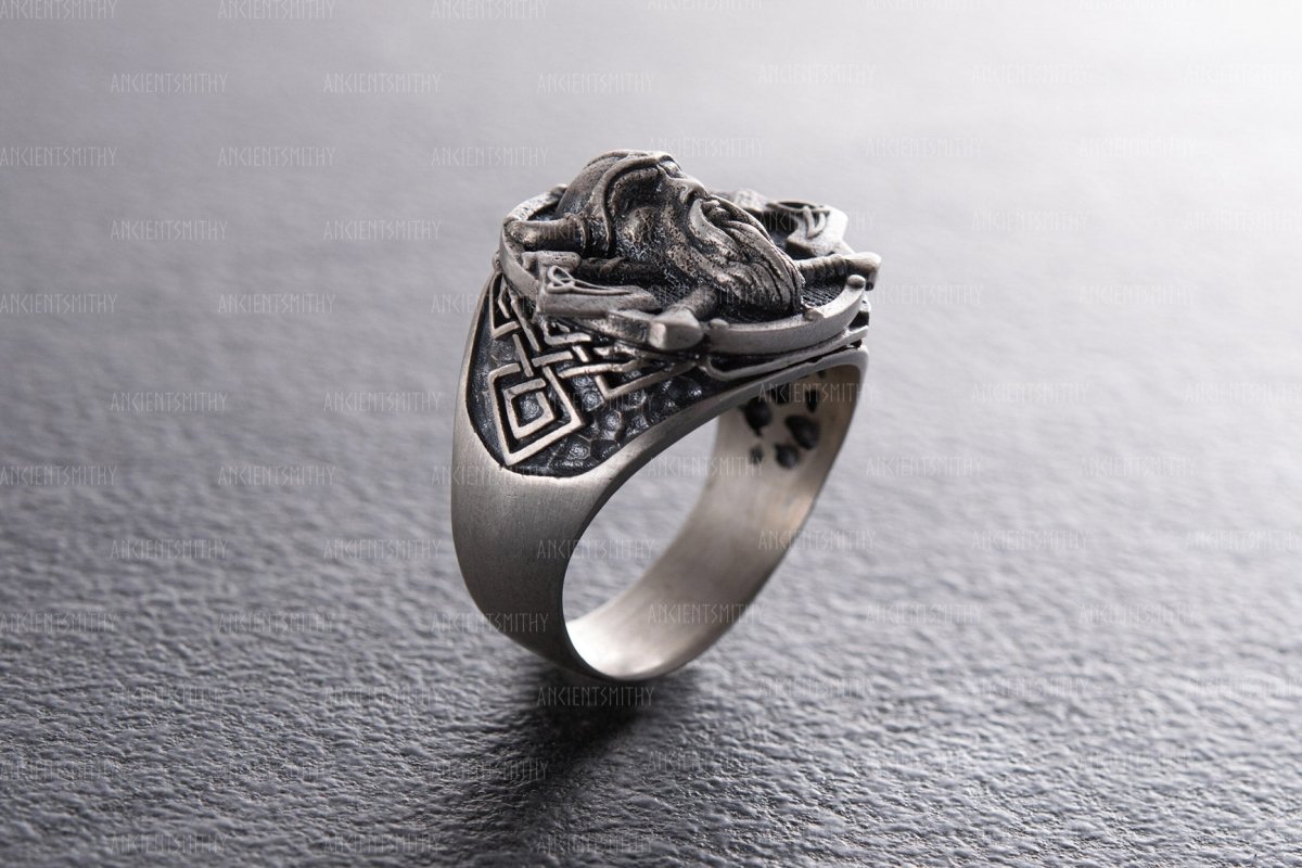 Viking God Odin Silver Men's Ring from AncientSmithy