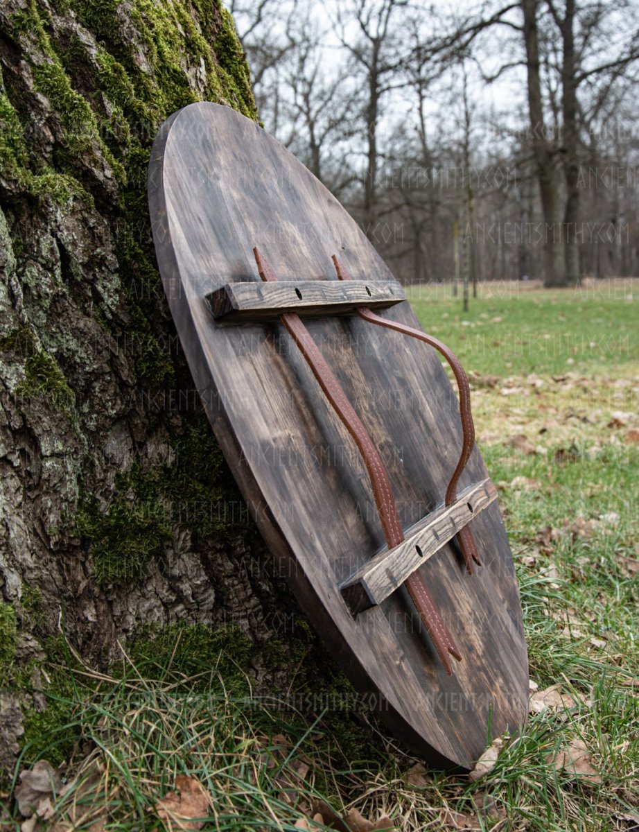 Viking shield with carved Norse Runic ornaments from AncientSmithy