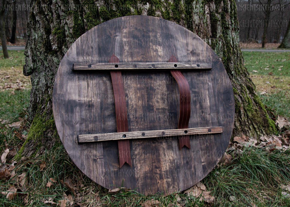 Viking shield with carved Norse Runic ornaments from AncientSmithy