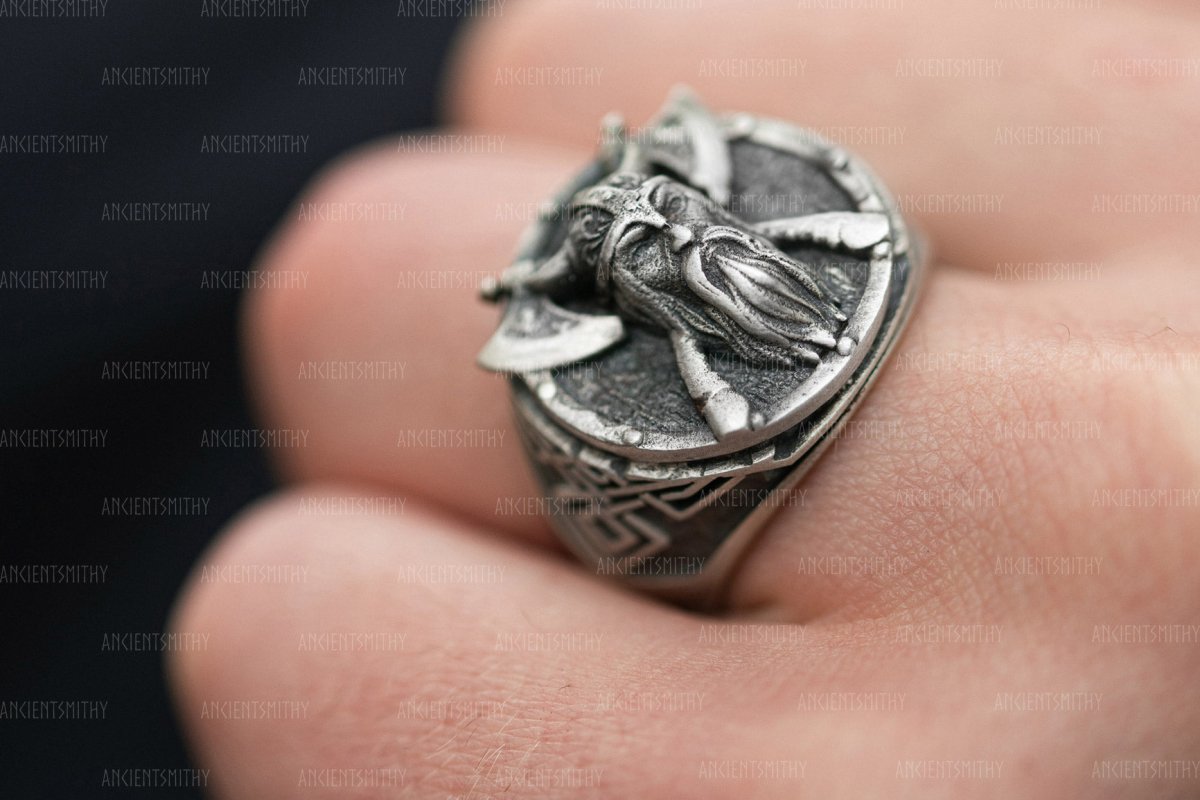Viking Warrior Sterling Silver Ring "Tyr" from AncientSmithy